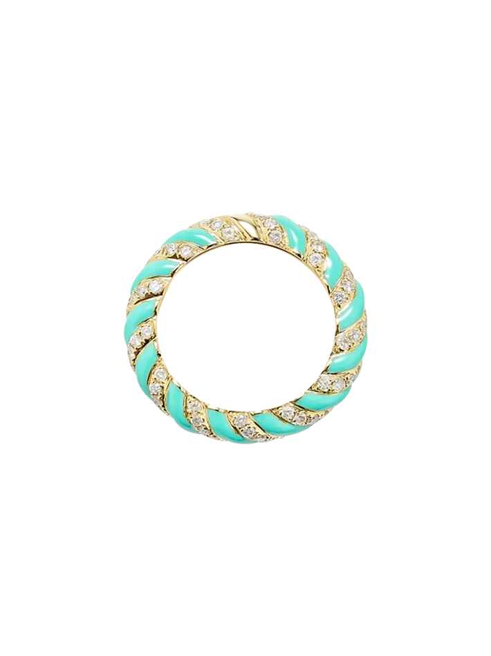 Twisted wedding ring turquoise email yellow gold