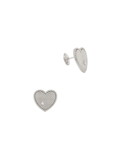 White gold cannage heart studs photo