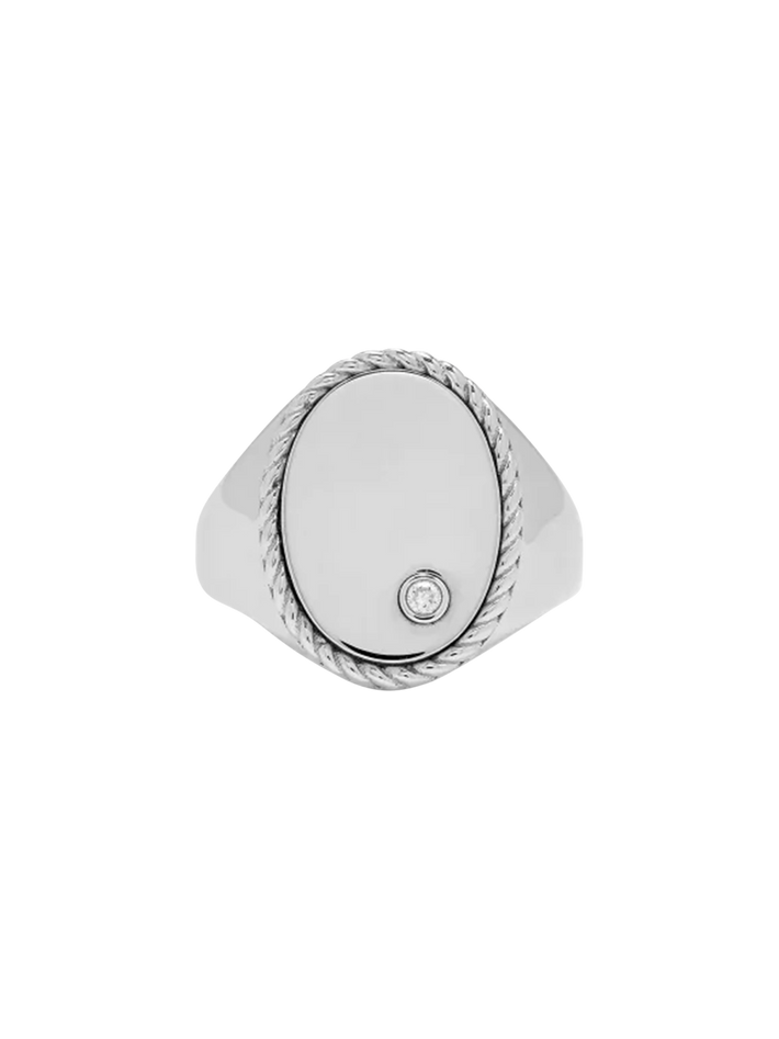Chevalière ovale gold or blanc ring