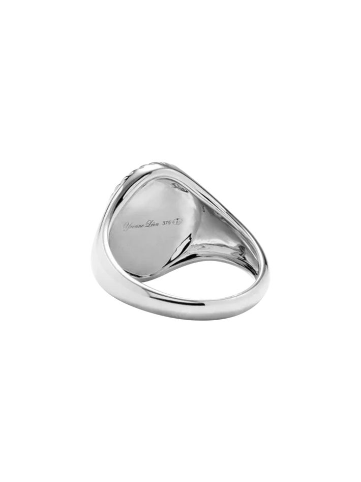 Chevalière ovale gold or blanc ring