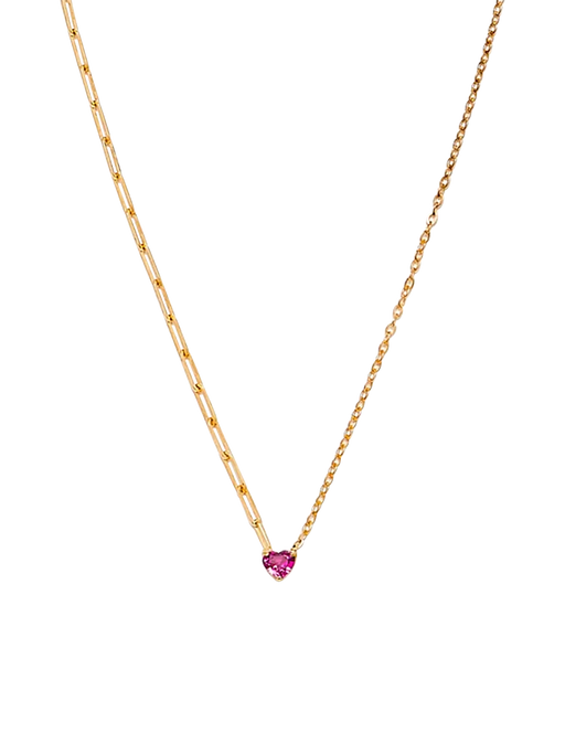 Yellow gold rose heart solitaire necklace photo