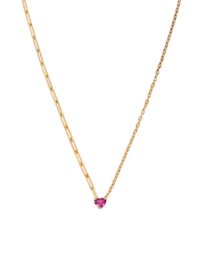 Yellow gold rose heart solitaire necklace