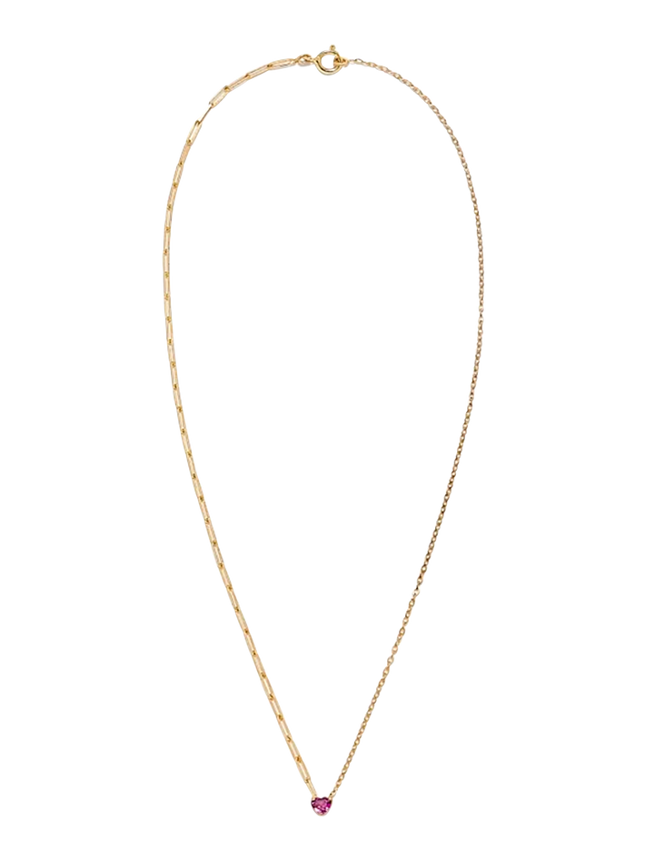 Yellow gold rose heart solitaire necklace