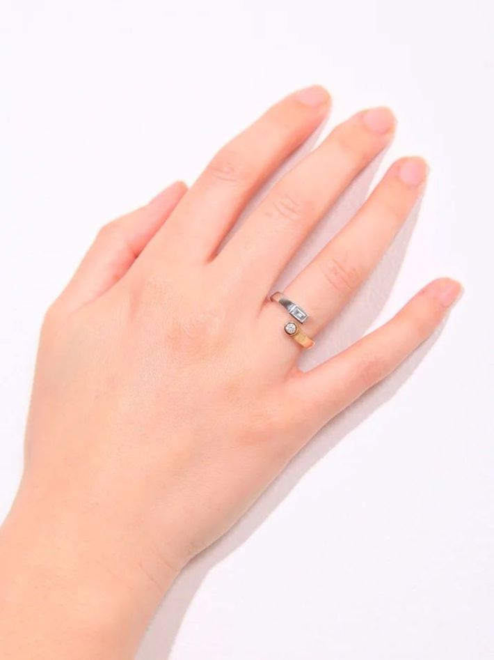 Ring you & me baguettes closed & diamonds mixed golds