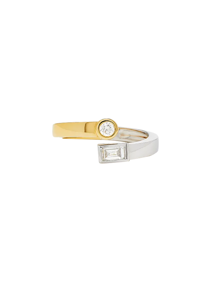 Ring you & me baguettes closed & diamonds mixed golds