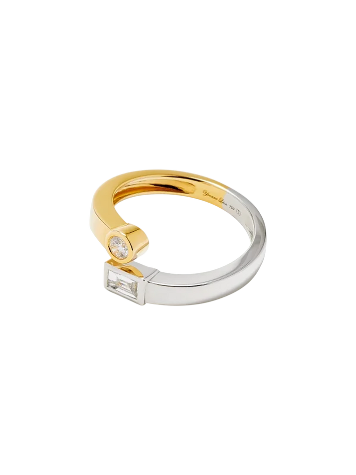 Ring you & me baguettes closed & diamonds mixed golds