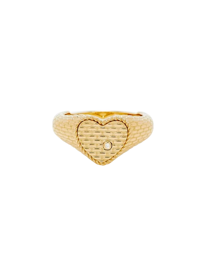 Baby chevalière coeur cannage or jaune ring