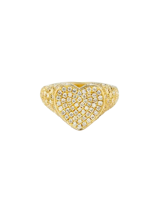 Chevalière mini coeur diamants or jaune ring photo