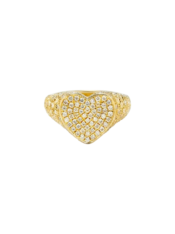 Chevalière mini coeur diamants or jaune ring