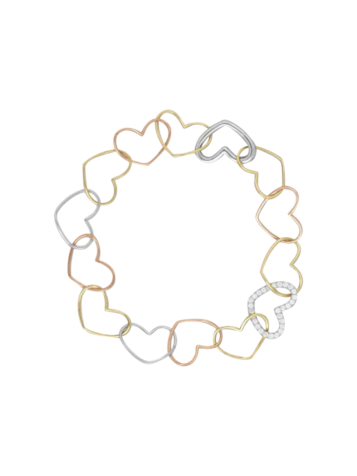 3 gold heart mesh bracelet