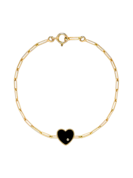 Solitaire pm bracelet onyx heart yellow gold photo