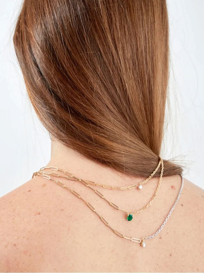 Maxi solitaire necklace emerald yellow gold