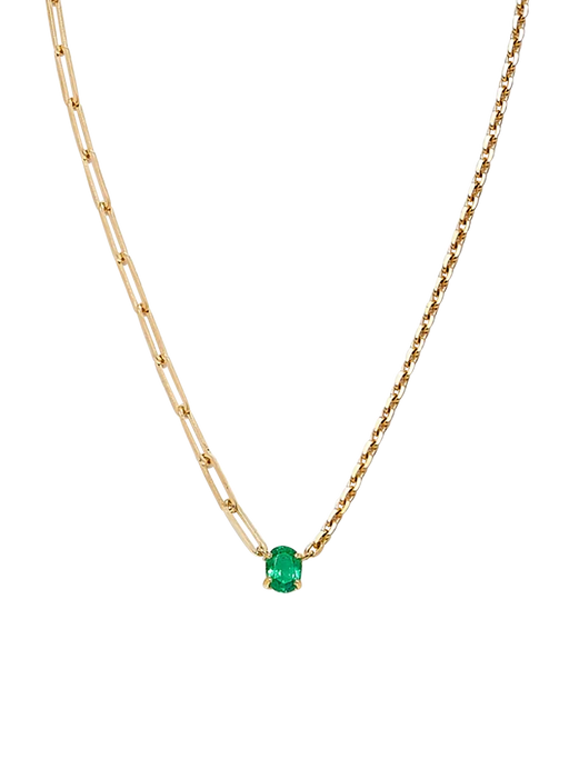 Maxi solitaire necklace emerald yellow gold photo