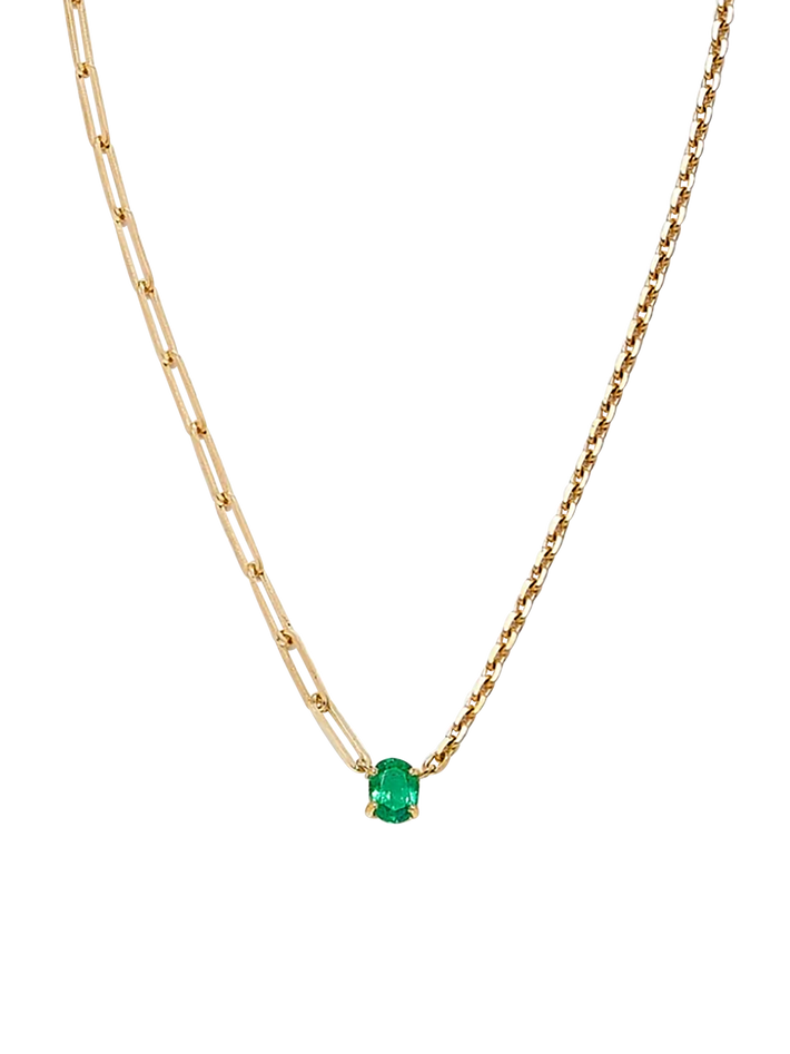 Maxi solitaire necklace emerald yellow gold