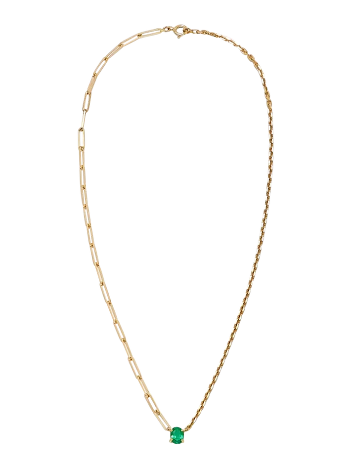 Maxi solitaire necklace emerald yellow gold