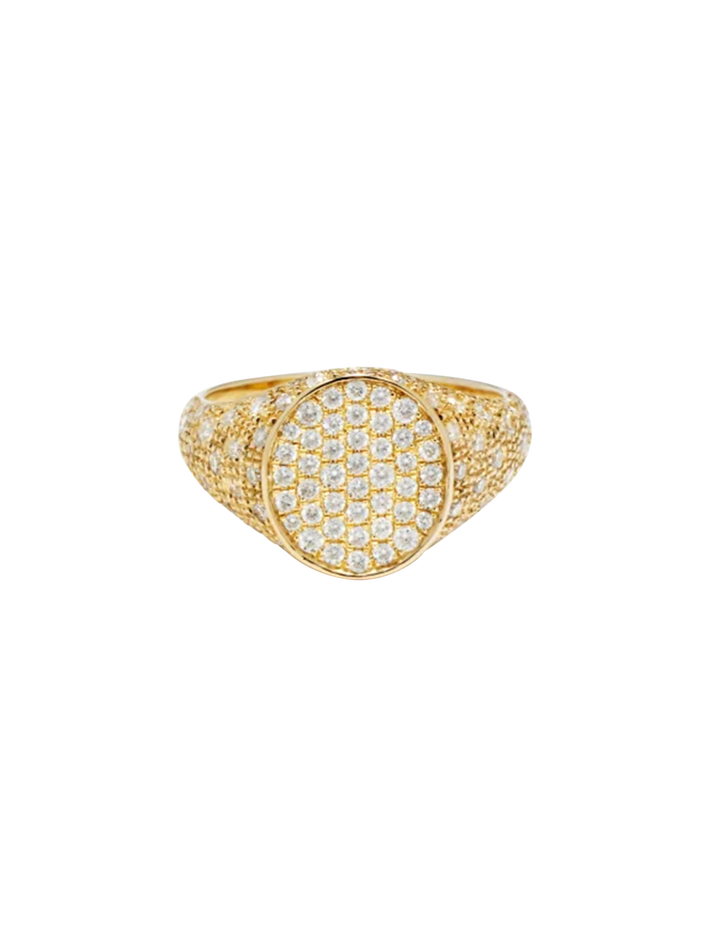 Chevalière mini ovale diamants or jaune ring