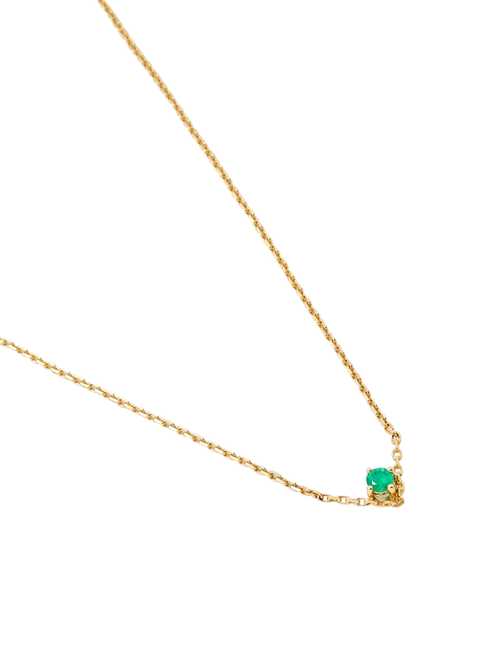 Solitaire necklace v emerald gm yellow gold