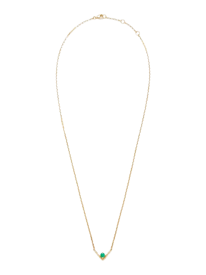 Solitaire necklace v emerald gm yellow gold