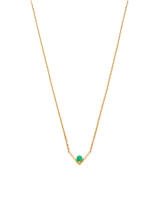 Solitaire necklace v emerald gm yellow gold photo