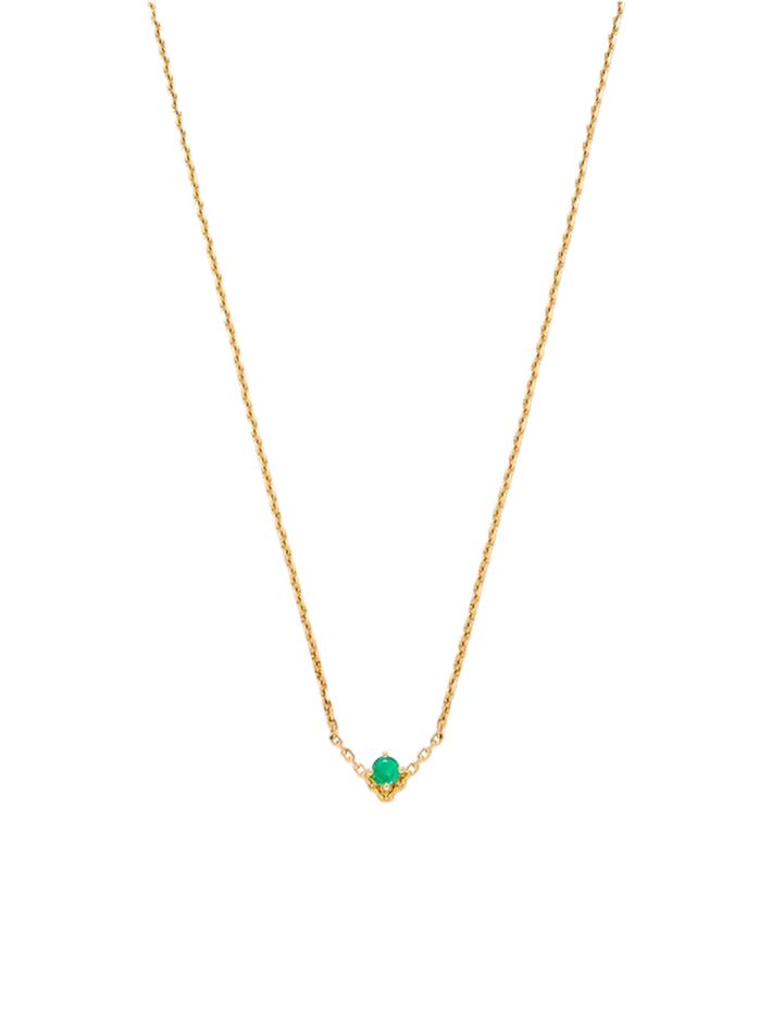 Solitaire necklace v emerald gm yellow gold