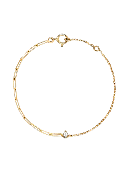 Yellow gold pear diamond solitaire bracelet photo