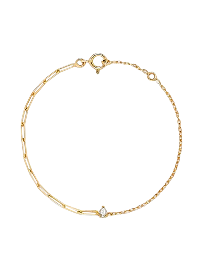 Yellow gold pear diamond solitaire bracelet