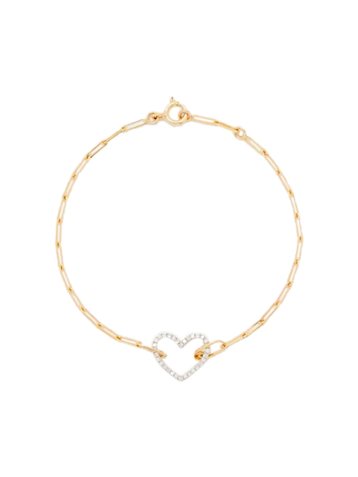 Small heart bracelet with diamonds in yellow gold photo