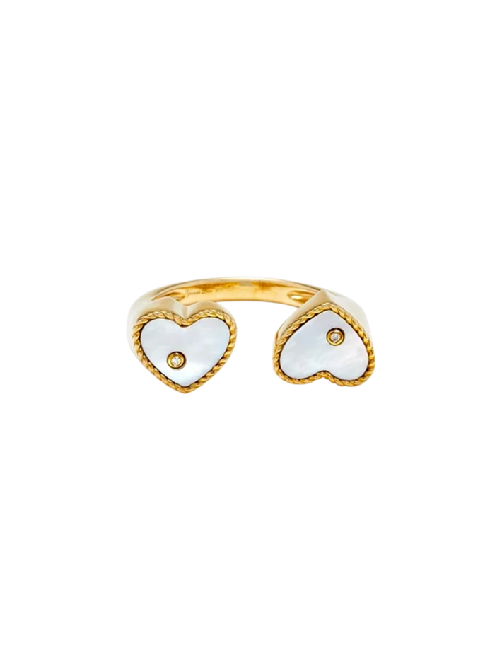 Ring you & me mother-of-pearl heart yellow gold