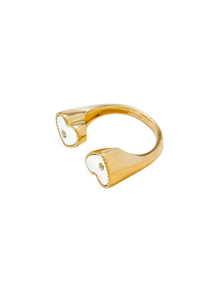 Ring you & me mother-of-pearl heart yellow gold