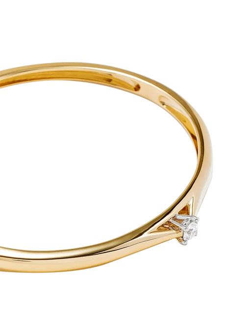 Yellow gold engagement solitaire bangle bracelet photo