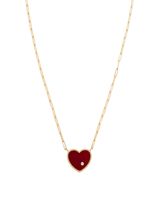Agate heart yellow gold diamond necklace photo