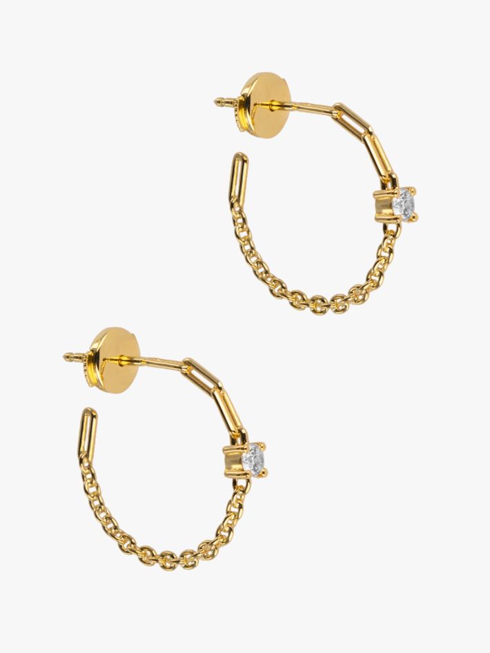 Diamond mixed-chain hoop earrings