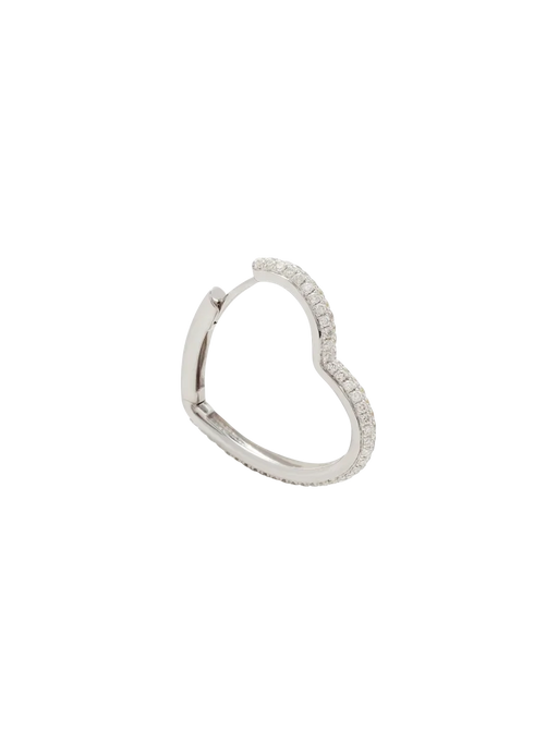 White gold diamond heart hoop earrings photo