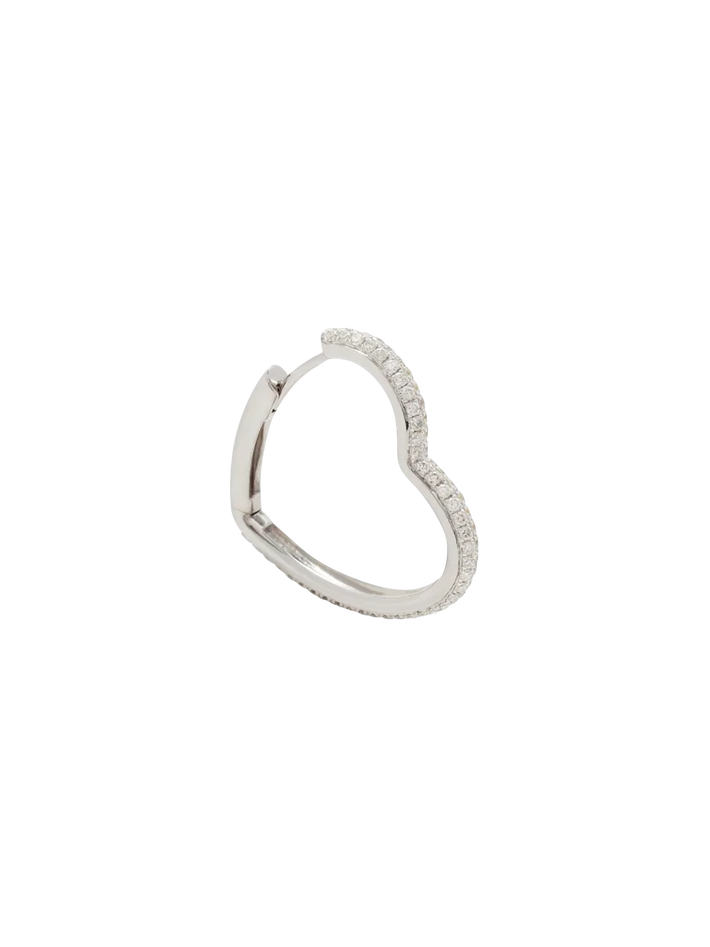 White gold diamond heart hoop earrings