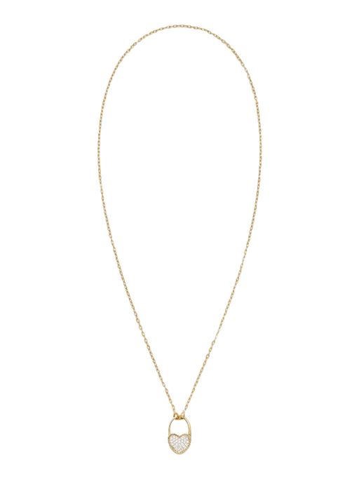 Diamond heart padlock necklace yellow gold photo