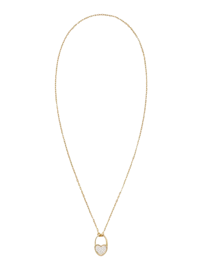 Diamond heart padlock necklace yellow gold