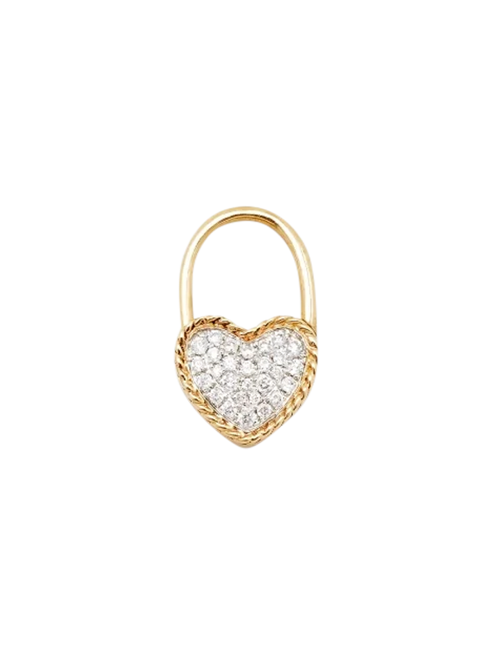 Diamond heart padlock necklace yellow gold