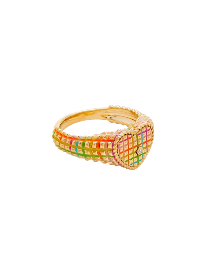 Baby signet ring heart picotti yellow gold