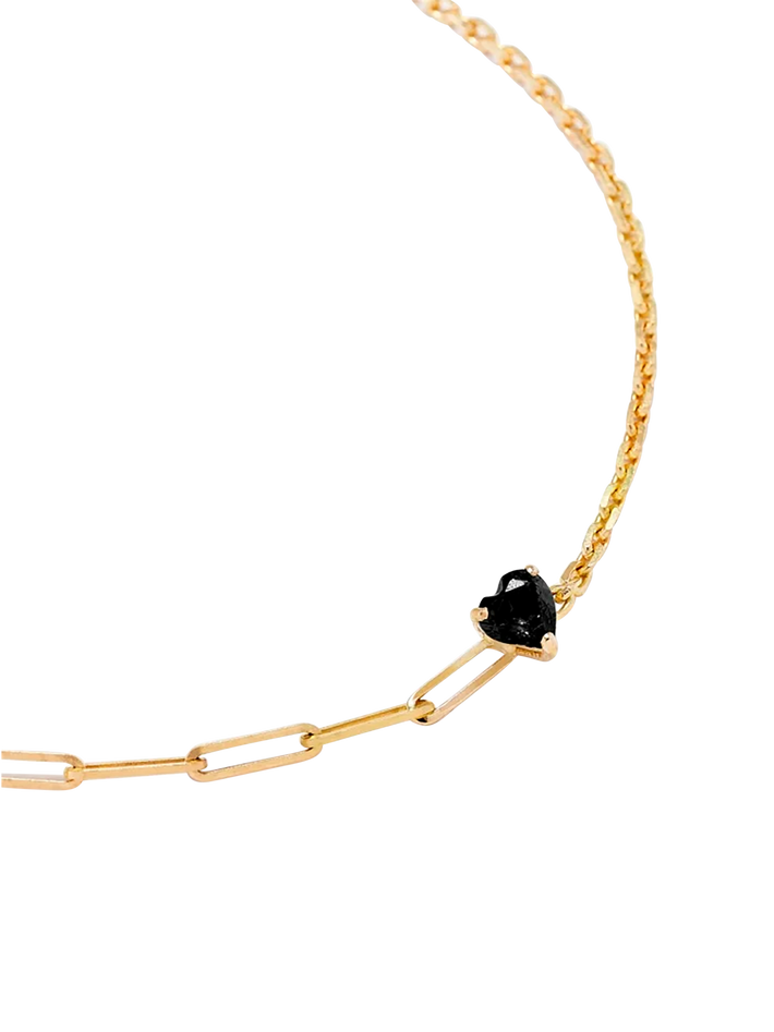 Maxi solitaire bracelet black heart in yellow gold