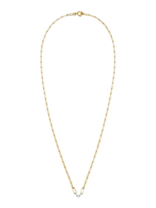 Pm 1 baguette clos diamond 2 gold solitaire necklace photo