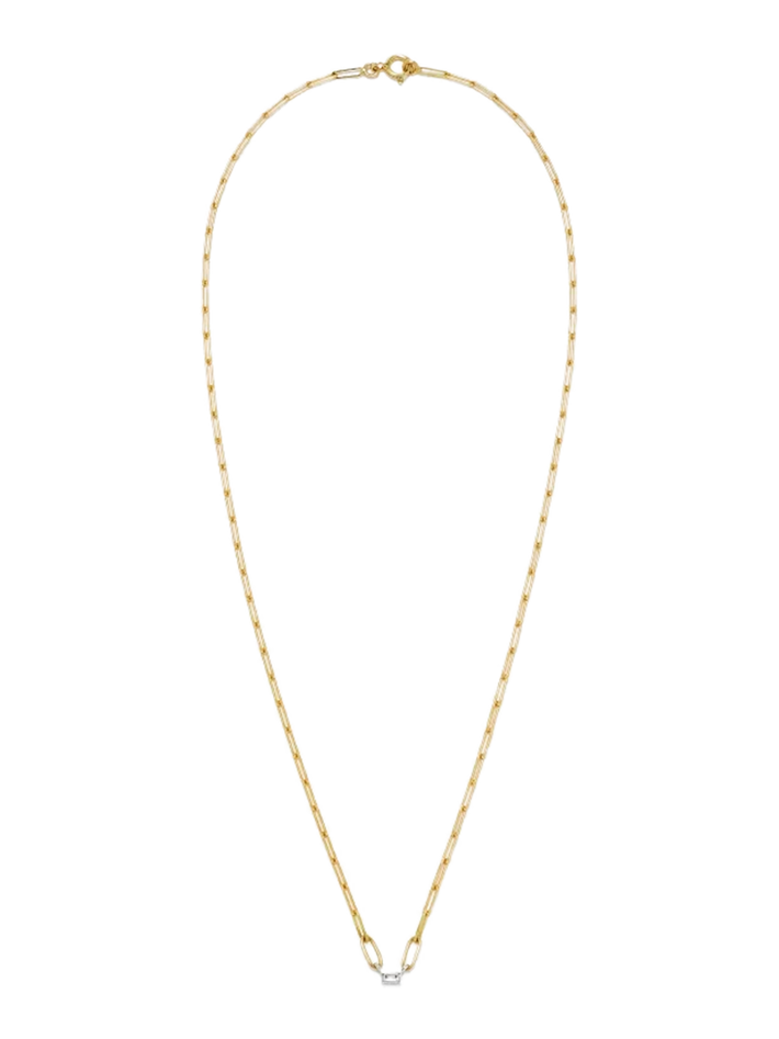 Pm 1 baguette clos diamond 2 gold solitaire necklace