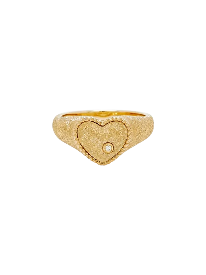 Baby chevalière coeur pailletée or jaune ring