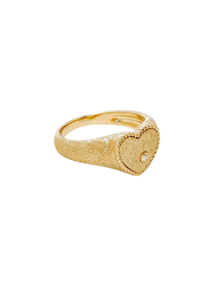 Baby chevalière coeur pailletée or jaune ring