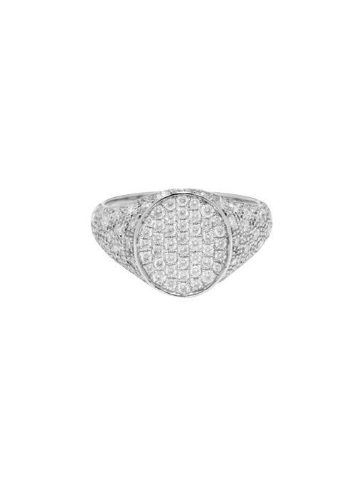 Chevalière mini ovale diamants or blanc ring photo
