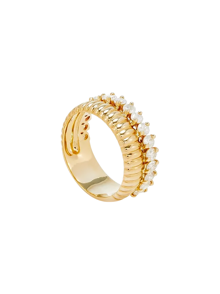 Berlingot buoy ring diamonds yellow gold