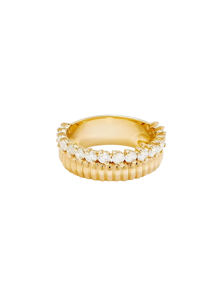 Berlingot buoy ring diamonds yellow gold