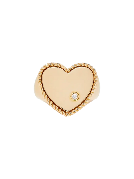 Heart signet ring gold in yellow gold photo