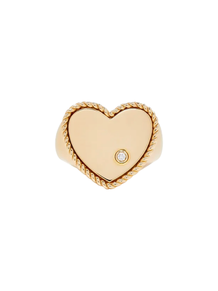 Heart signet ring gold in yellow gold