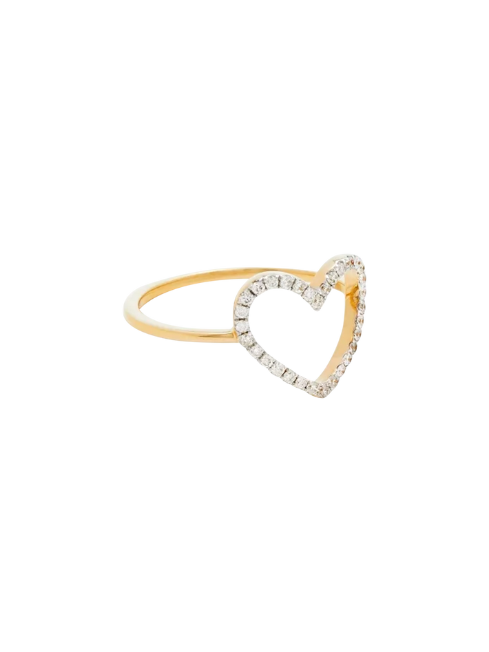 Yellow gold diamond little heart ring