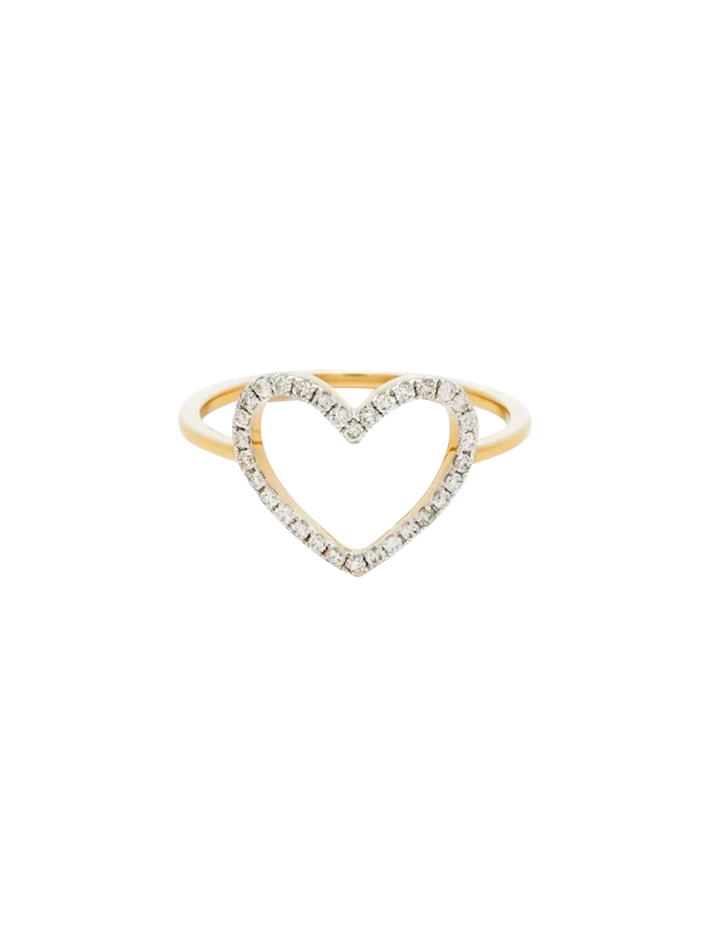 Yellow gold diamond little heart ring